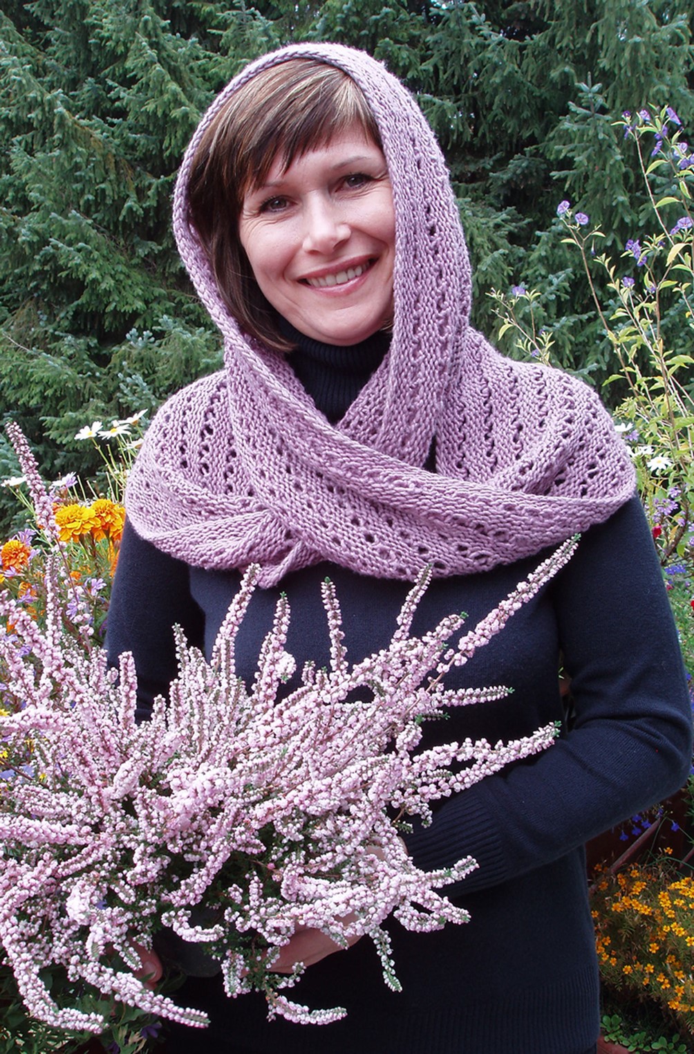 Large moebius scarf with hemstitch pattern