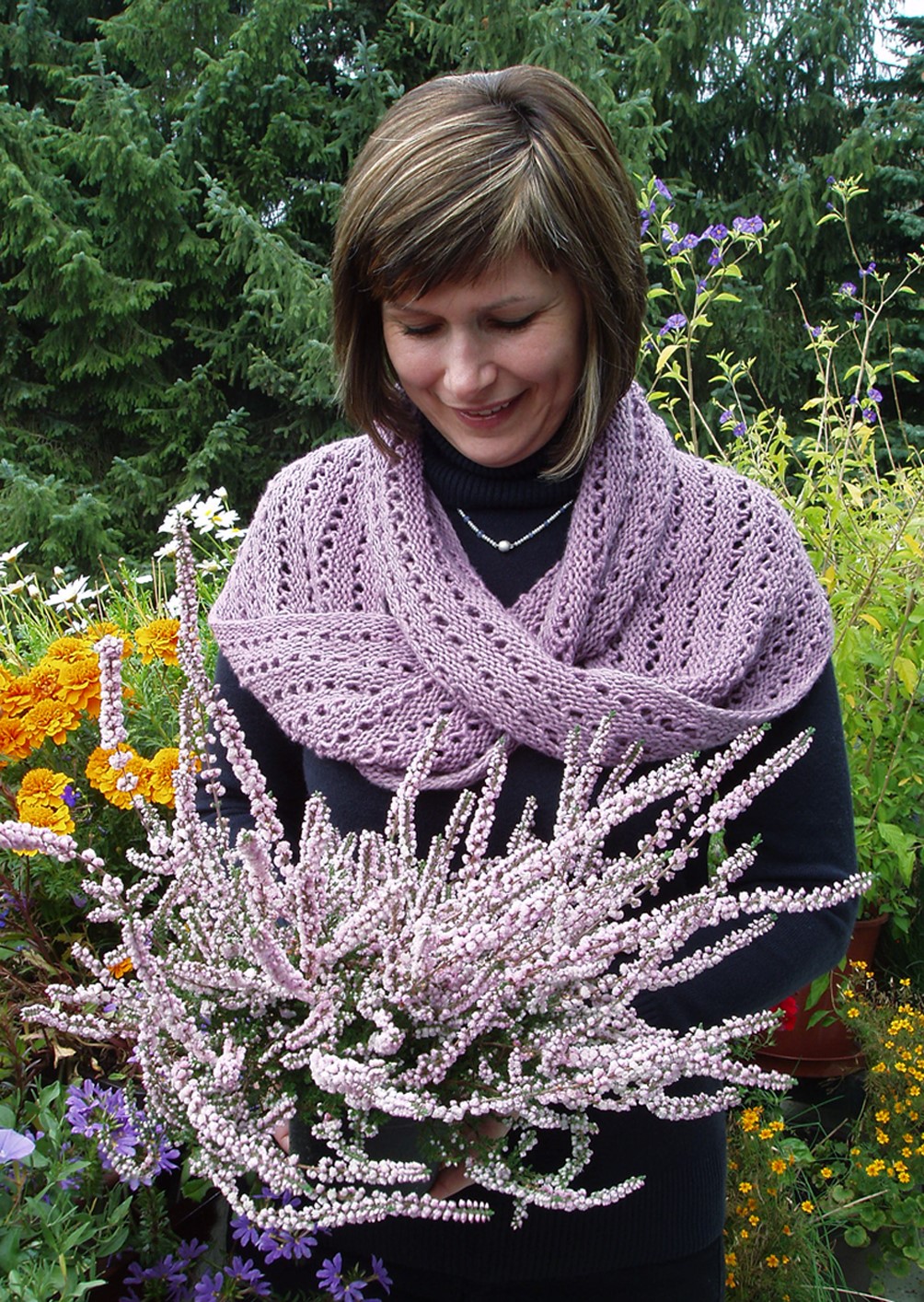 Large moebius scarf with hemstitch pattern